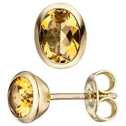 Jobo Damen-Ohrstecker aus 585 Gold mit Citrin Oval von Jobo