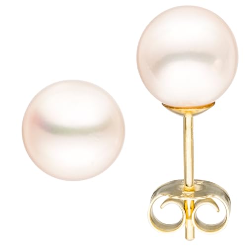 Jobo Damen-Ohrstecker aus 14 Karat 585 Gold mit Perlen 7,5 mm von Jobo