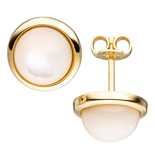Jobo Damen-Ohrstecker aus 14 Karat 585 Gold mit Perlmutt Rund von Jobo