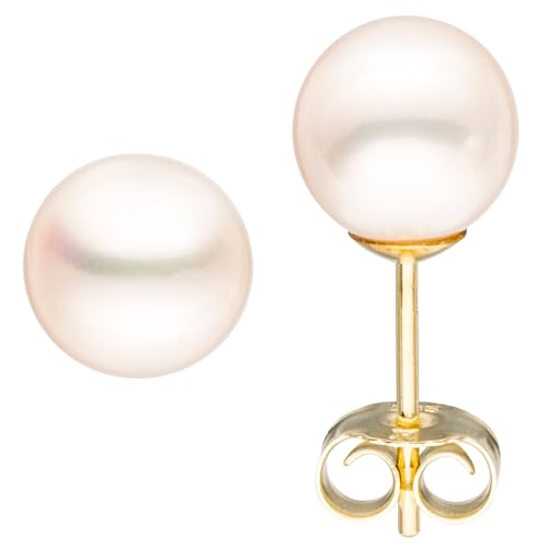 Jobo Damen-Ohrstecker aus 8 Karat 333 Gold mit Perlen 7,5 mm von Jobo