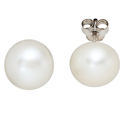 Jobo Damen-Ohrstecker aus 925 Silber mit Perlen weiß 10,5 mm von Jobo