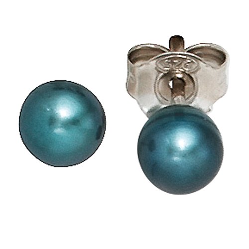 Jobo Damen-Ohrstecker aus 925 Sterling Silber mit Perlen blau 5 mm von Jobo