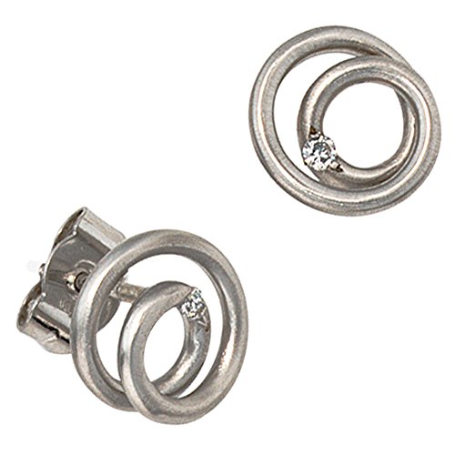 Jobo Damen-Ohrstecker aus 950 Platin matt mit 2 Diamanten von Jobo