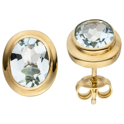 Jobo Damen-Ohrstecker aus 14 Karat 585 Gold mit Aquamarin Oval von Jobo