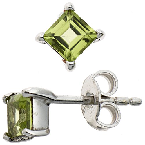 Jobo Damen-Ohrstecker aus 925 Sterling Silber mit Peridot Quadrat von Jobo