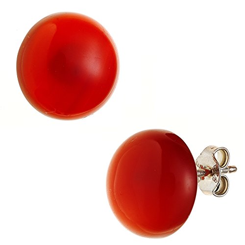 Jobo Damen-Ohrstecker aus 925 Sterling Silber mit Carneol 12 mm Rund von Jobo