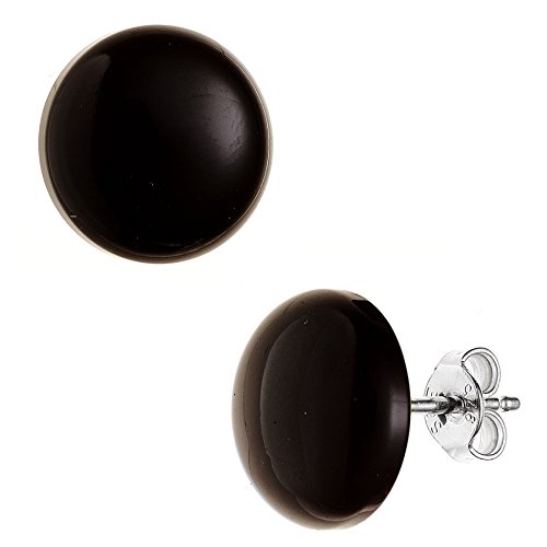 Jobo Damen-Ohrstecker aus 925 Sterling Silber mit Onyx 10 mm Rund von Jobo