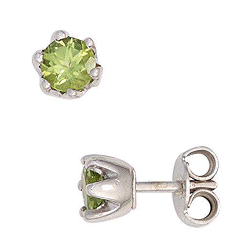 Jobo Damen-Ohrstecker aus 925 Sterling Silber mit Peridot Rund von Jobo