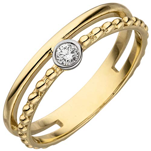 Jobo Damen-Ring 2-reihig aus 585 Gold mit Diamant Größe 56 von Jobo