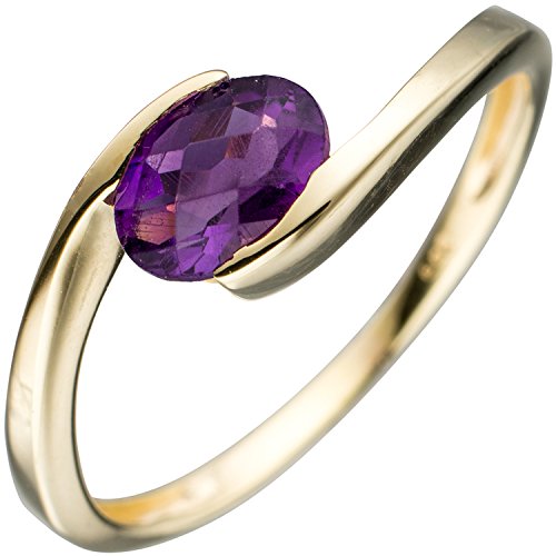 Jobo Damen Ring 333 Gold Gelbgold 1 Amethyst lila violett Goldring Größe 54 von Jobo