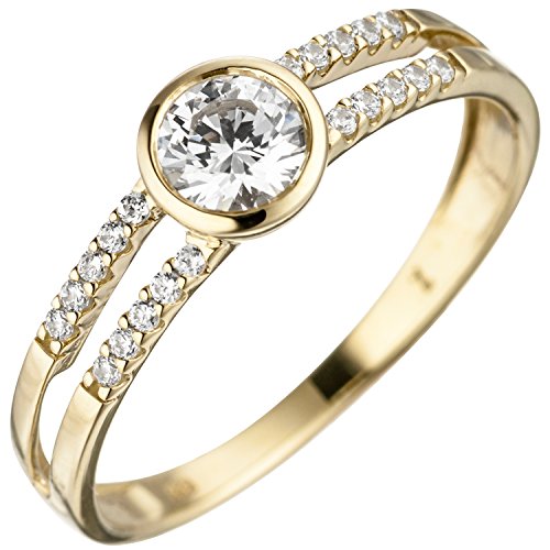 Jobo Damen Ring 333 Gold Gelbgold 21 Zirkonia Goldring Größe 60 von Jobo