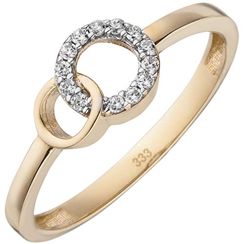 Jobo Damen Ring 333 Gold Gelbgold bicolor 13 Zirkonia Goldring Größe 56 von Jobo