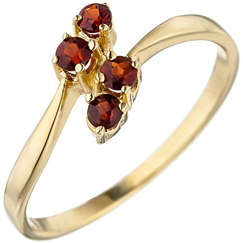 Jobo Damen Ring 375 Gold Gelbgold 4 Granate rot Goldring Granatring Größe 54 von Jobo