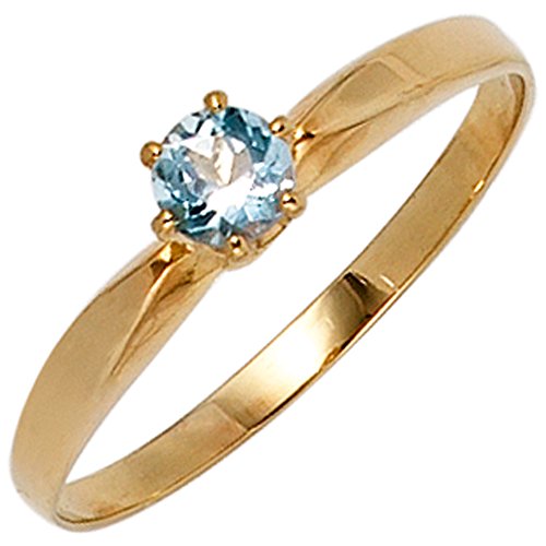 Jobo Damen-Ring aus 14 Karat 585 Gold mit Aquamarin Größe 60 von Jobo