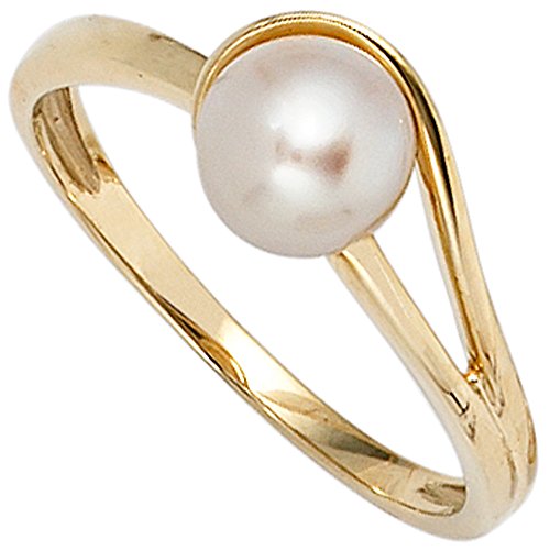 Jobo Damen Ring 585 Gold Gelbgold 1 Süßwasser Perle Goldring Perlenring Größe 54 von Jobo