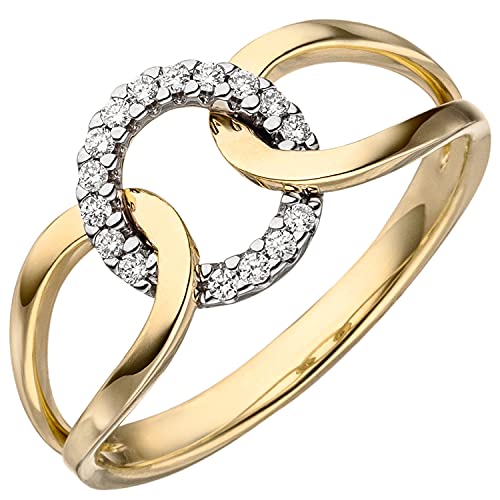 Jobo Damen Ring 585 Gold Gelbgold 16 Diamanten Brillanten Größe 60 von Jobo