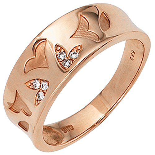 Jobo Damen Ring 585 Gold Rotgold 6 Diamanten Brillanten 0,05ct. Rotgoldring Größe 60 von Jobo