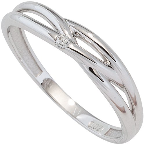 Jobo Damen-Ring aus 14 Karat 585 Weißgold mit Diamant Größe 50 von Jobo