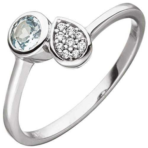 Jobo Damen Ring 925 Silber 1 Blautopas hellblau blau 9 Zirkonia Größe 56 von Jobo