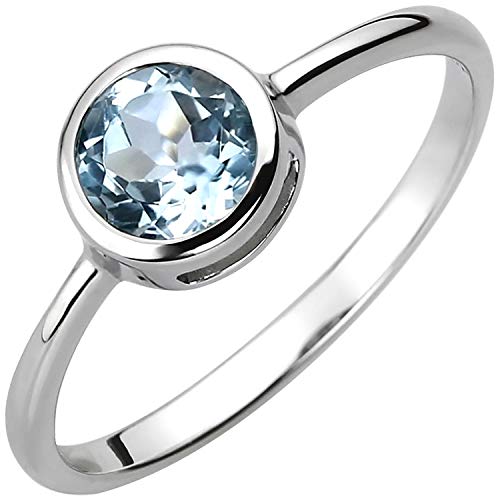 Jobo Damen-Ring aus 925 Sterling Silber mit Blautopas Größe 52 von Jobo