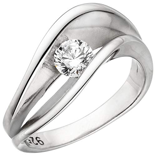 Jobo Damen Ring 925 Sterling Silber 1 Zirkonia Silberring Größe 58 von Jobo