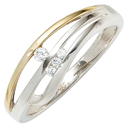 Jobo Damen-Ring aus 925 Sterling Silber Bicolor vergoldet mit Zirkonia Größe 58 Jobo Damen-Ring aus 925 Sterling Silber Bicolor vergoldet mit Zirkonia Größe 58 von Jobo