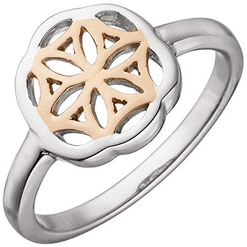 Jobo Damen-Ring aus 925 Sterling Silber Bicolor vergoldet Größe 60 von Jobo