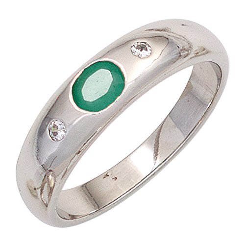 Jobo Damen-Ring aus 925 Sterling Silber mit Smaragd und Zirkonia Größe 52 von Jobo