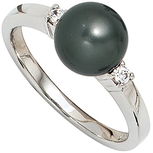 Jobo Damen-Ring aus 925 Sterling Silber mit synthetischer Perle und Zirkonia Größe 60 von Jobo