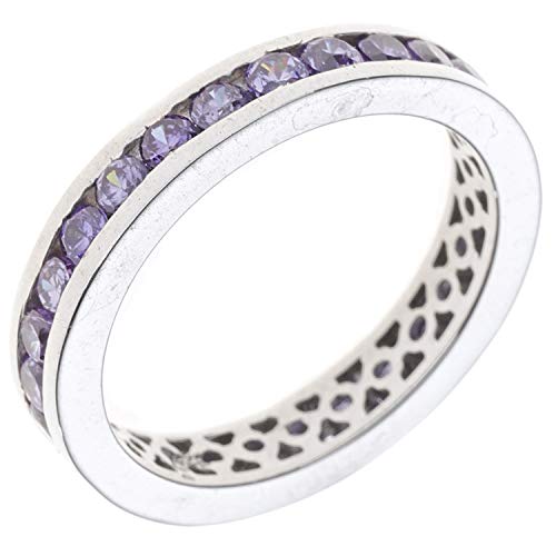 Jobo Damen Ring 925 Sterling Silber rhodiniert mit Zirkonia lila violett Silberring Größe 52 von Jobo