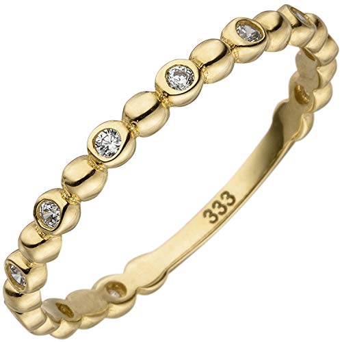 Jobo Damen Ring Kugel 333 Gold Gelbgold 11 Zirkonia Goldring Kugelring Größe 56 von Jobo