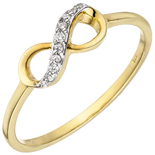 Jobo Damen-Ring Unendlichkeit aus 9 Karat 375 Gold mit 10 Zirkonia Größe 52 von Jobo