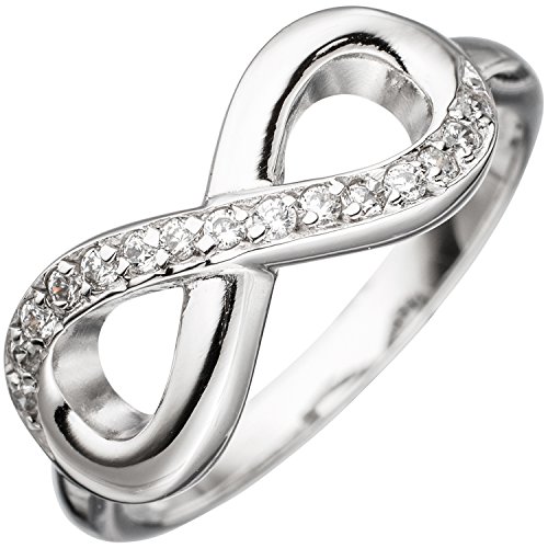 Jobo Damen Ring Unendlichkeit 925 Sterling Silber rhodiniert mit Zirkonia Silberring Größe 58 von Jobo