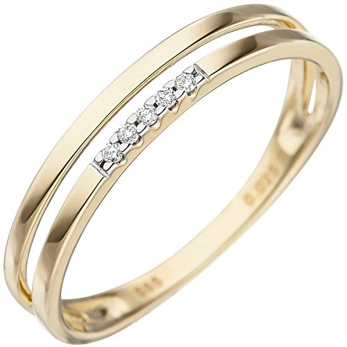 Jobo Damen-Ring aus 14 Karat 585 Gold mit 5 Diamanten Größe 56 von Jobo