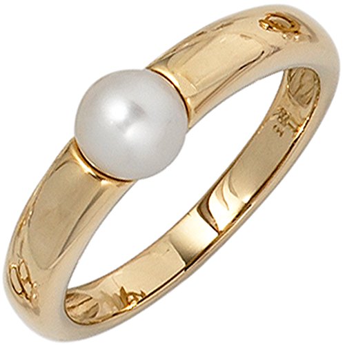 Jobo Damen-Ring aus 14 Karat 585 Gold mit Perle Größe 54 von Jobo