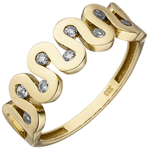 Jobo Damen-Ring aus 8 Karat 333 Gold mit 9 Zirkonia Größe 50 von Jobo
