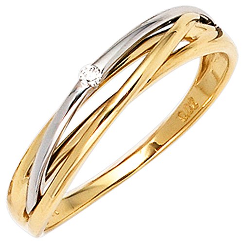 Jobo Damen-Ring aus 14 Karat 585 Gold Bicolor mit Diamant Größe 52 von Jobo
