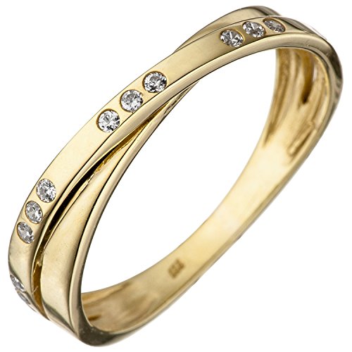 Jobo Damen-Ring aus 8 Karat 333 Gold mit 15 Zirkonia Größe 52 von Jobo