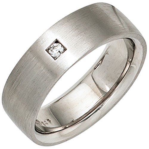 Jobo Damen-Ring aus 925 Sterling Silber matt mit Diamant Größe 56 von Jobo