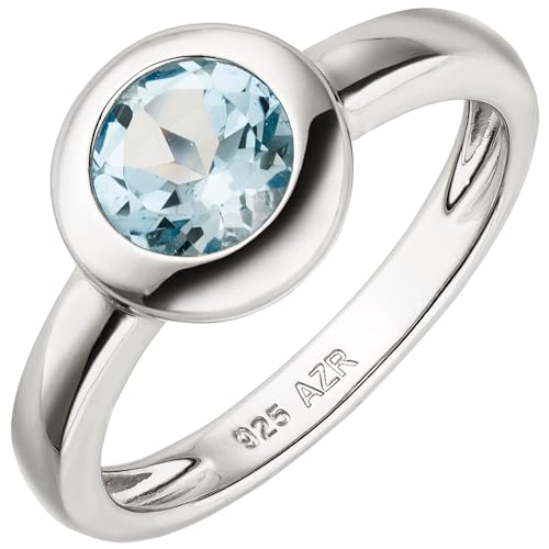 Jobo Damen-Ring aus 925 Silber mit Blautopas rund Größe 58 von Jobo