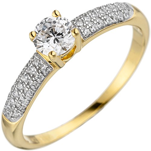 Jobo Damen-Ring aus 925 Silber vergoldet mit Zirkonia Größe 54 von Jobo