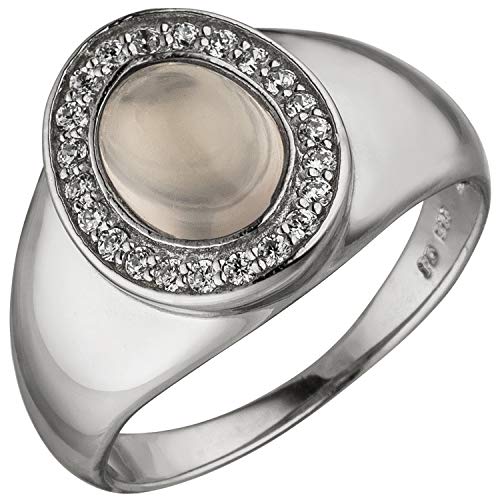 Jobo Damen-Ring aus 925 Sterling Silber mit Rosenquarz und 22 Zirkonia Größe 52 von Jobo
