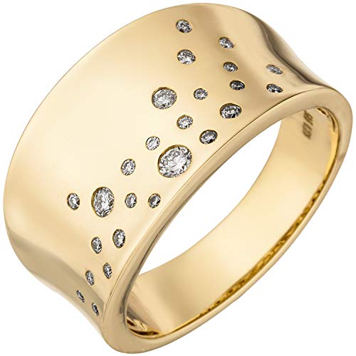 Jobo Damen Ring breit 585 Gold Gelbgold 25 Diamanten Brillanten 0,23ct. Goldring Größe 60 von Jobo