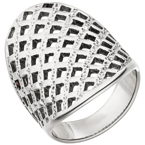 Jobo Damen-Ring breit aus Edelstahl mit Gitter-Struktur Größe 58 von Jobo