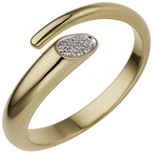 Jobo Damen Ring offen 585 Gold Gelbgold 10 Diamanten Brillanten Größe 56 von Jobo