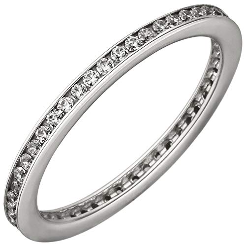 Jobo Damen Ring schmal 925 Sterling Silber mit Zirkonia rundum Silberring Größe 66 von Jobo