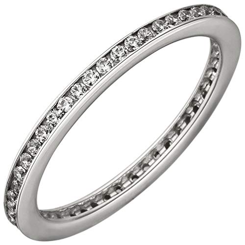 Jobo Damen-Ring schmal aus 925 Sterling Silber mit Zirkonia rundum Größe 50 von Jobo