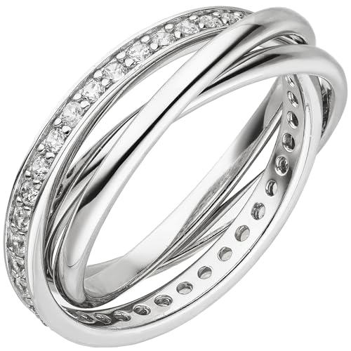 Jobo Damen-Ring verschlungen aus 925 Silber mit Zirkonia rundum Größe 56 von Jobo