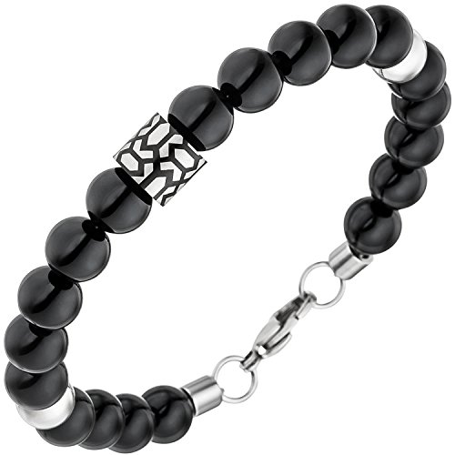 Jobo Herren-Armband aus Edelstahl mit Onyx 21 cm von Jobo