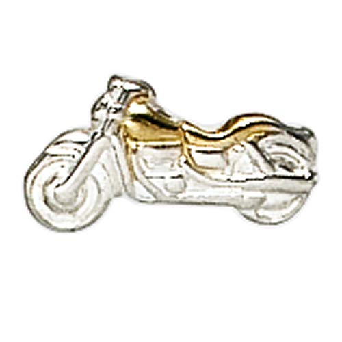 Jobo Herren Einzel-Ohrstecker Motorrad 925 Sterling Silber bicolor vergoldet von Jobo